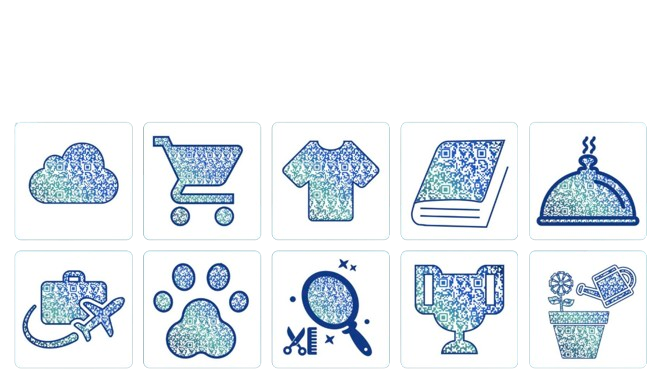 Outlined QR code shapes